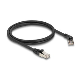 DeLOCK Cable de red RJ45 Cat.6A S/FTP 1 m Negro con conector de 45°
