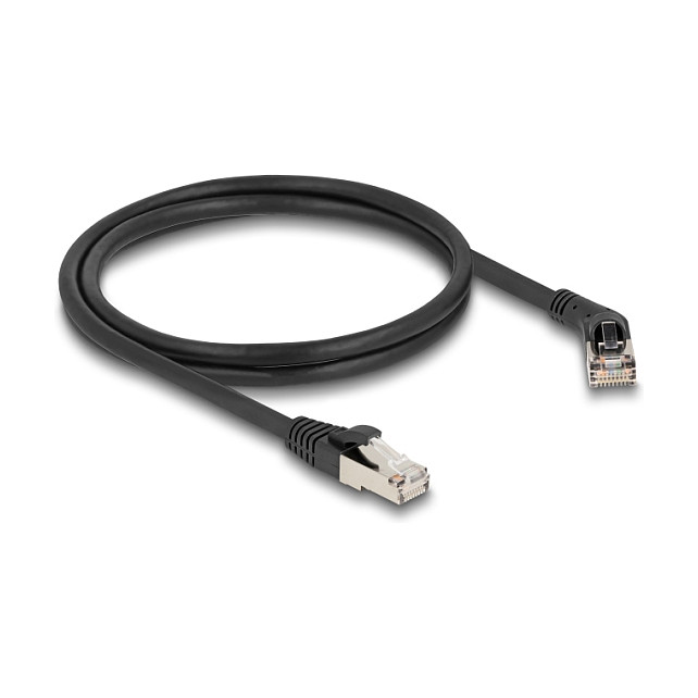 DeLOCK Cable de red RJ45 Cat.6A S/FTP 1 m Negro con conector de 45° DeLOCK Cable de red RJ45 Cat.6A S/FTP 1 m Negro con conector de 45°