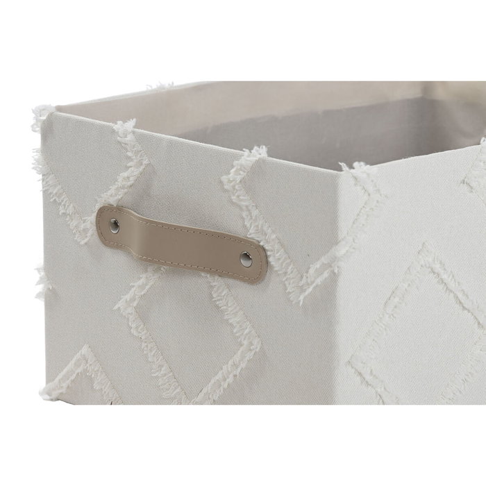 DKD Home Decor Set de 3 Cestas de Poliéster KONDO Gris y Crema
