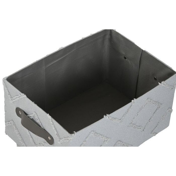 DKD Home Decor Set de 3 Cestas de Poliéster KONDO Gris y Crema