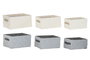 DKD Home Decor Set de 3 Cestas de Poliéster KONDO Gris y Crema