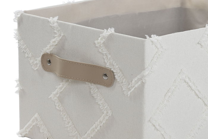 DKD Home Decor Set de 3 Cestas de Poliéster KONDO Gris y Crema