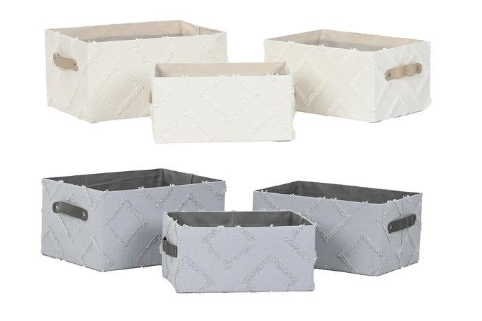 DKD Home Decor Cesta Basicos Kondo Gris Crema Poliester Set de 3 Piezas 25 x 18 x 35 cm DKD Home Decor Cesta Basicos Kondo Gris Crema Poliester Set de 3 Piezas 25 x 18 x 35 cm