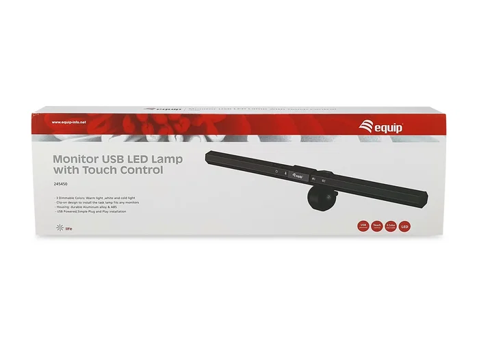 EQUIP Lámpara LED USB para Monitor con Control Táctil, Negro 245450 EQUIP Lámpara LED USB para Monitor con Control Táctil, Negro 245450