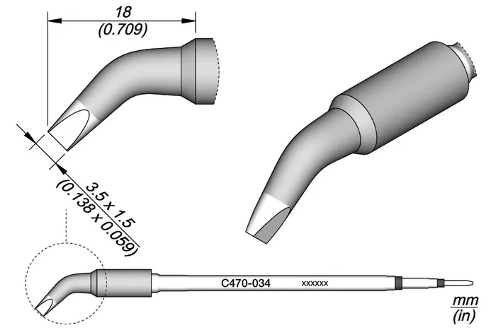 JBC TOOLS Punta de soldadura tipo pico destornillador acodado 3,5x1,5mm