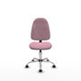 Silla de oficina Algarra con mecanismo Contacto permanente básico tapizada con Tela color Rosa. Equipada con Base cromada, Sin brazos y Ruedas autofrenantes