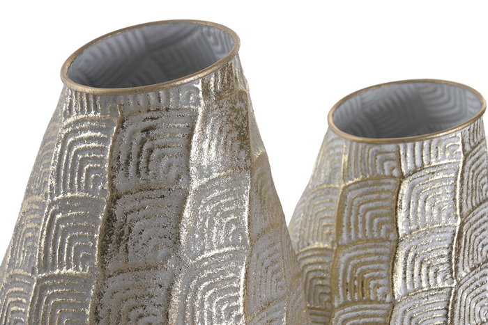 DKD Home Decor Set de 2 Jarrones Metálicos Bicolor