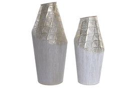 DKD Home Decor Set de 2 Jarrones Metálicos Bicolor