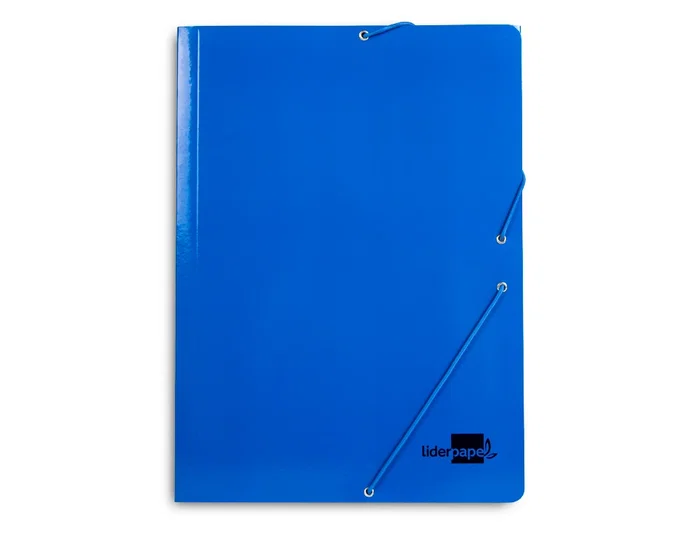 Liderpapel Carpeta Gomas Tres Solapas Cartón Plastificado Folio Color Azul