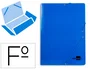 Liderpapel Carpeta Gomas Tres Solapas Cartón Plastificado Folio Color Azul
