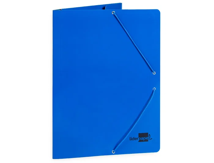 Liderpapel Carpeta Gomas Tres Solapas Cartón Plastificado Folio Color Azul