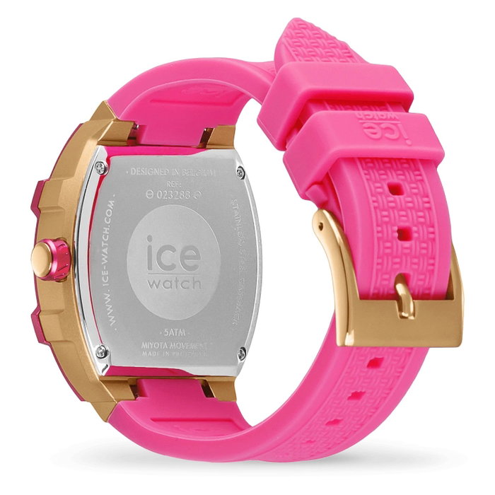 Ice Reloj 023288 con correa rosa y caja dorada