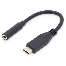 Digitus Adaptador de Audio USB-C a 3.5mm, Cable Conversor USB-C Macho a 3.5mm Hembra, 0.2 Metros, Negro