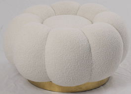 DKD Home Decor Reposapiés Moderno Blanco Dorado 65 x 35 x 65 cm Poliéster Metal