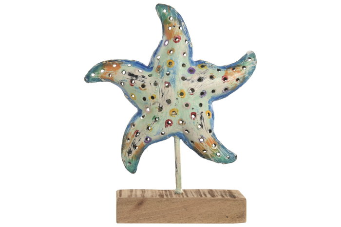 DKD Home Decor Decoración de Hierro Estrella de Mar Pintada