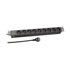 EFB Elektronik Regleta de enchufes 19 pulgadas 1HE con 9 tomas UTE negro