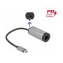 DeLOCK Adaptador USB-C a Gigabit LAN RJ45 con Power Delivery Negro/Gris