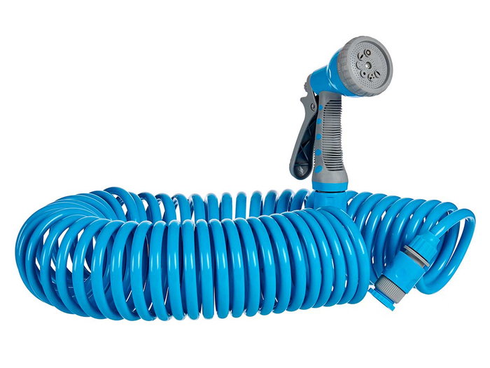 IBERGARDEN Manguera 15 m con 8 Boquillas Surtidas, Colores Azul y Verde, Dimensiones 11x40x33cm (Set de 6)