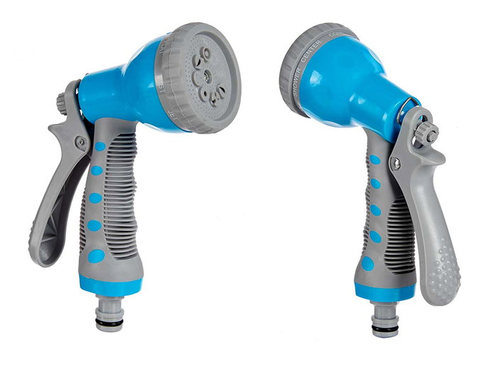 IBERGARDEN Manguera 15 m con 8 Boquillas Surtidas, Colores Azul y Verde, Dimensiones 11x40x33cm (Set de 6)