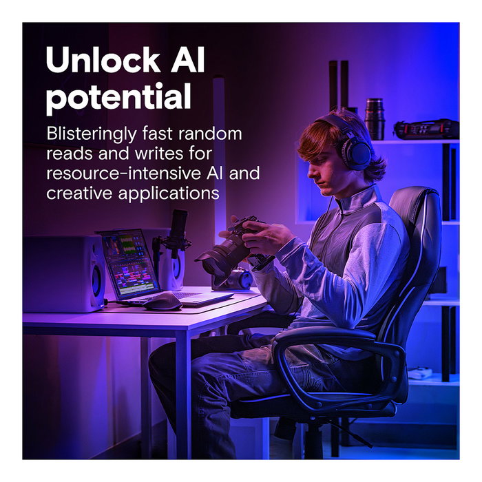 Crucial T710 1TB M.2 PCIe Gen5 NVMe SSD 2280 - 14900 MB/s Lectura, 13700 MB/s Escritura, 1800000 IOPS Lectura Aleatoria, 2200000 IOPS Escritura Aleatoria - Componente PC Gaming