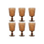 DKD Home Decor Set de 6 Copas Margarita de Cristal Marrón 270ml