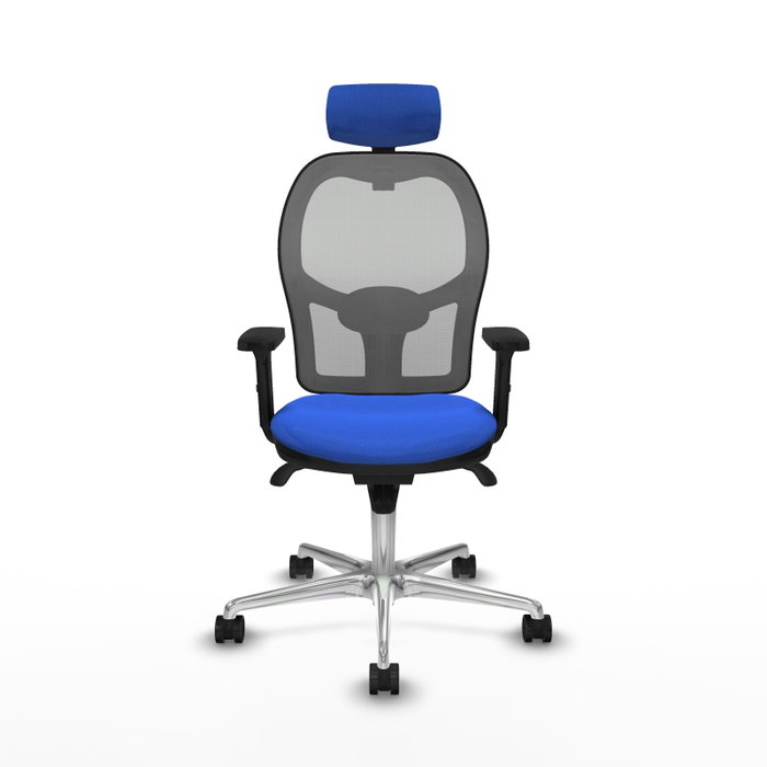 PIQUERAS Y CRESPO Silla de oficina Jorquera con mecanismo Sincro, tela azul y malla gris