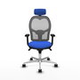 PIQUERAS Y CRESPO Silla de oficina Jorquera con mecanismo Sincro, tela azul y malla gris