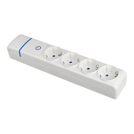 Solera Serie Ion Base Múltiple 4 Tomas 2P+T, 16A 250V con Interruptor Luminoso Blanco/Azul Máx. 3680W