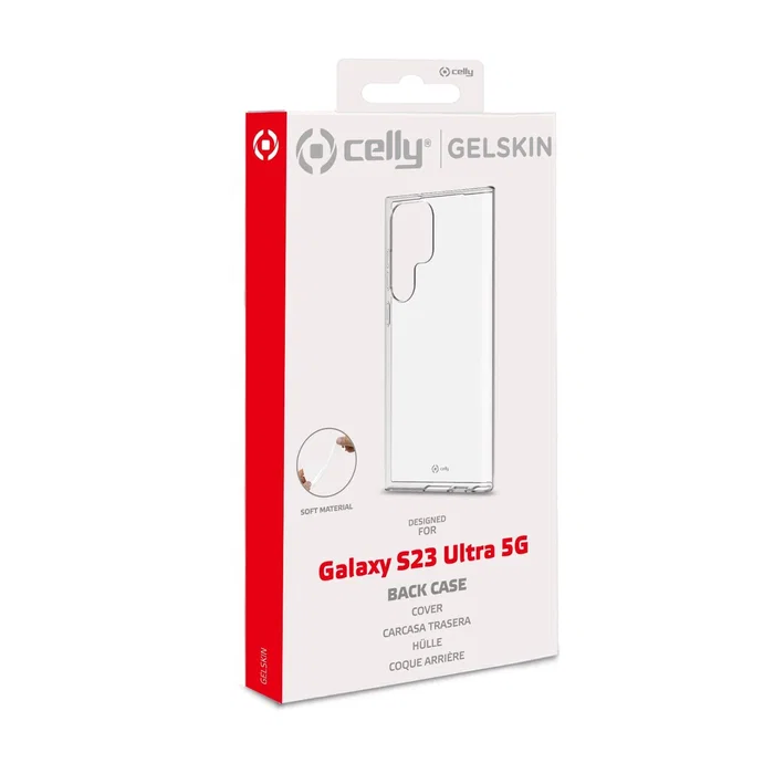 Celly GELSKIN1033 Funda Protectora Flexible TPU Transparente para Samsung Galaxy S23 Ultra 5G (6.8") - Anticaídas y Antiarrayones