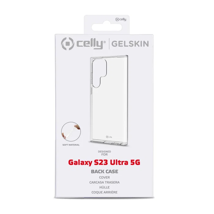 Celly GELSKIN1033 Funda Protectora Flexible TPU Transparente para Samsung Galaxy S23 Ultra 5G (6.8") - Anticaídas y Antiarrayones