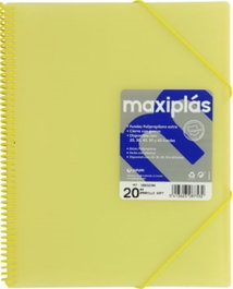 GRAFOPLAS Carpeta Maxiplas con 60 Fundas A4 Amarillo Soft