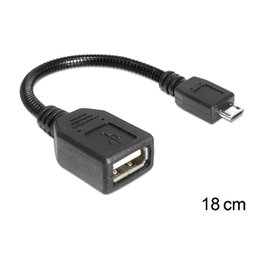 DeLOCK Adaptador USB Micro-B a USB A Macho/Hembra 2.0, 0.18m, Negro