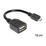 DeLOCK Adaptador USB Micro-B a USB A Macho/Hembra 2.0, 0.18m, Negro