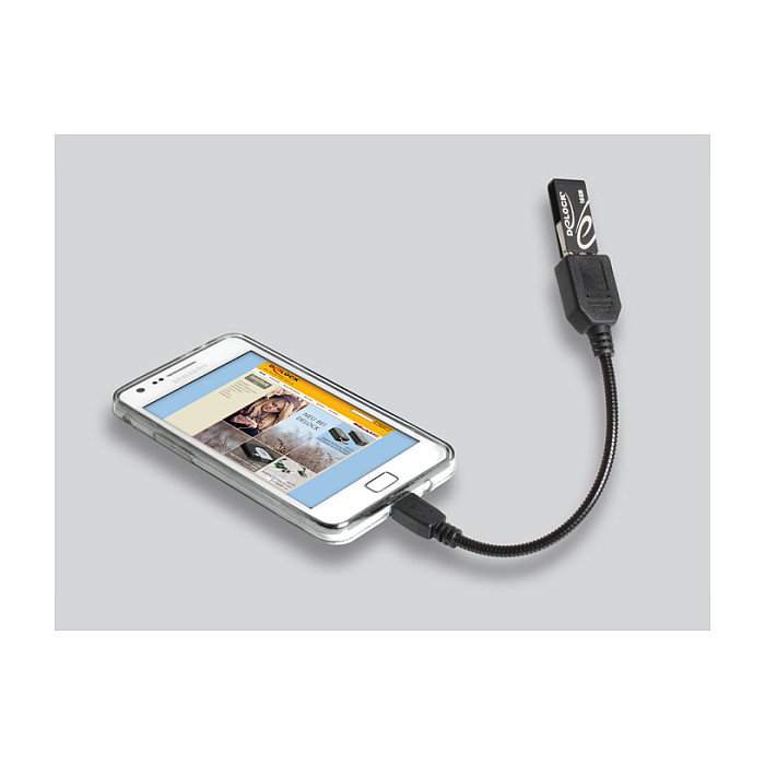 DeLOCK Adaptador USB Micro-B a USB A Macho/Hembra 2.0, 0.18m, Negro