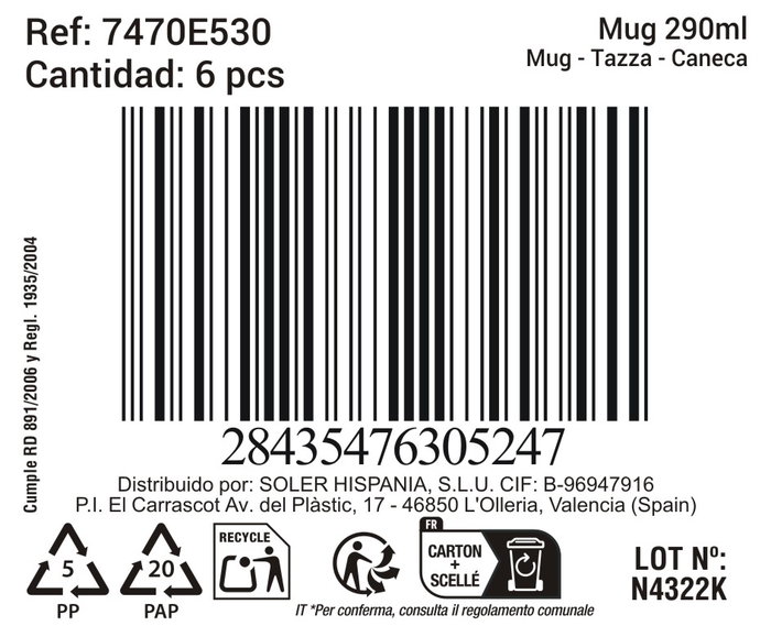 Inde Mug 290 ml "Black Clay" Surtido Md ø7.7x9.9 cm (24 Unidades)