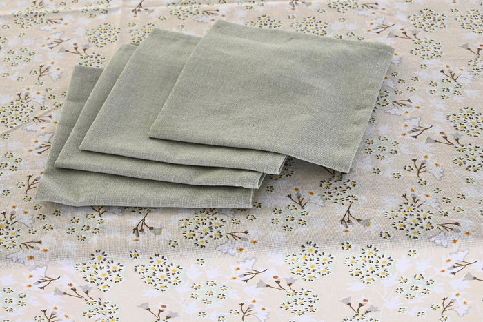 DKD Home Decor Mantel Tradicional Ivy&daisy 2022 Verde Beige Algodón 150x150cm Set de 5 (2 Unidades)