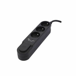 Chacon Bloque de Enchufes Múltiples con Interruptor, 3 Tomas 16A, 2 USB 2A, Cable 1.5m