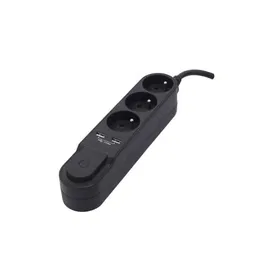 Chacon Bloque de Enchufes Múltiples con Interruptor, 3 Tomas 16A, 2 USB 2A, Cable 1.5m