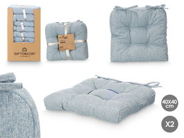 Giftdecor Set 2 Cojines Silla Azul 40x40 cm (Set de 6)