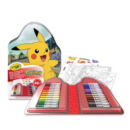 Crayola Maletín Pokemon 45 Piezas con 26 Mini Rotuladores y 20 Páginas para Colorear, +5 Años