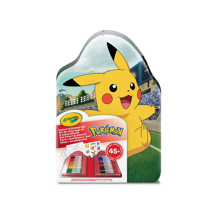 Crayola Maletín Pokemon 45 Piezas con 26 Mini Rotuladores y 20 Páginas para Colorear, +5 Años