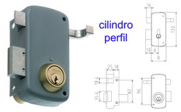 MCM Cerradura de sobreponer 2556AP derecha pintada con cilindro de perfil