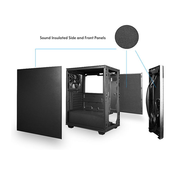 Chieftec Caja de PC ATX Midi-Tower Elox Serie AS-01B-OP, color negro opaco