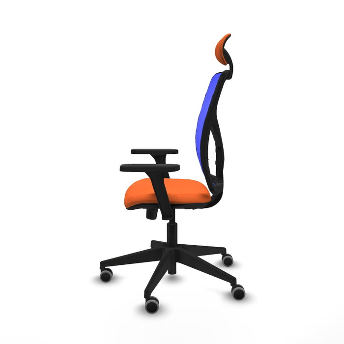 PIQUERAS Y CRESPO Silla de oficina Motilla con mecanismo Sincro, Tela Naranja y Malla Azul PIQUERAS Y CRESPO Silla de oficina Motilla con mecanismo Sincro, Tela Naranja y Malla Azul