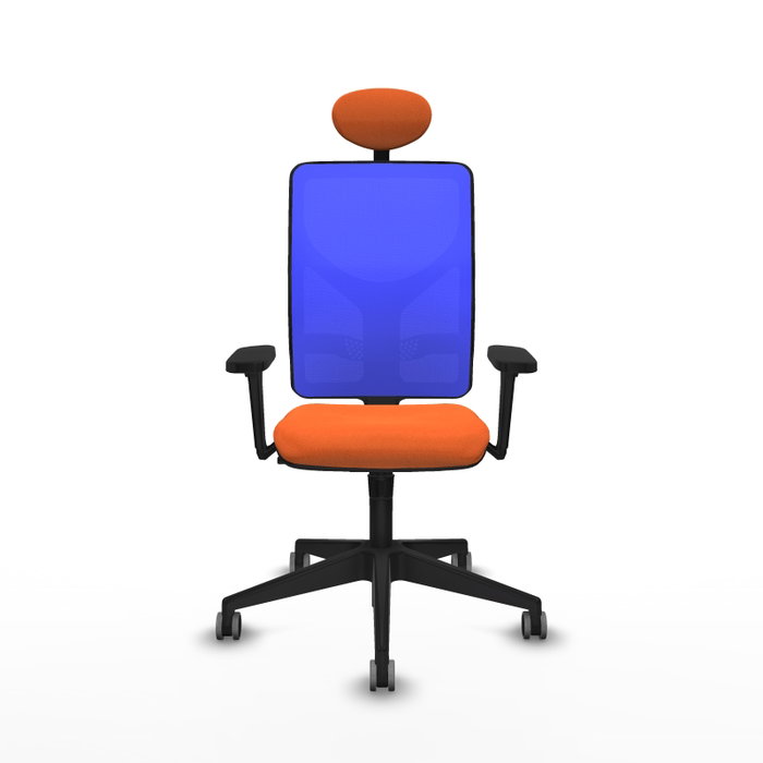 PIQUERAS Y CRESPO Silla de oficina Motilla con mecanismo Sincro, Tela Naranja y Malla Azul PIQUERAS Y CRESPO Silla de oficina Motilla con mecanismo Sincro, Tela Naranja y Malla Azul