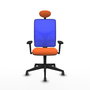PIQUERAS Y CRESPO Silla de oficina Motilla con mecanismo Sincro, Tela Naranja y Malla Azul