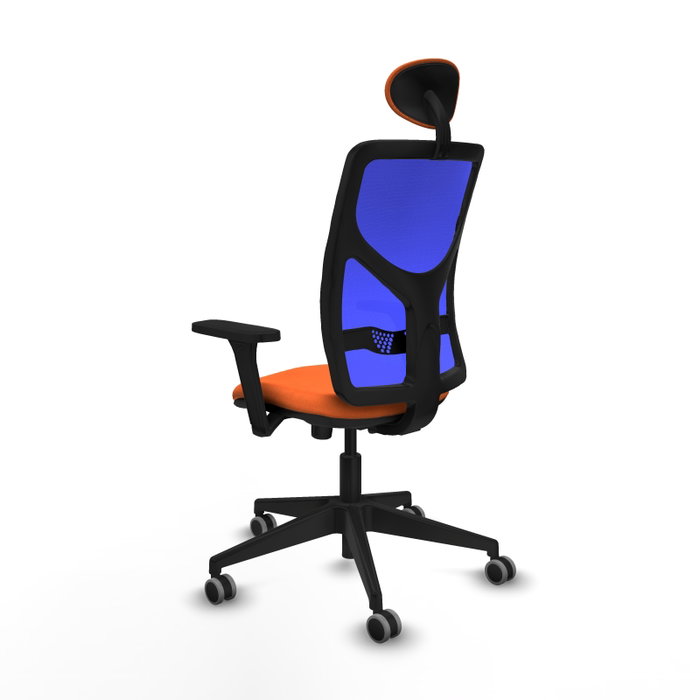 PIQUERAS Y CRESPO Silla de oficina Motilla con mecanismo Sincro, Tela Naranja y Malla Azul PIQUERAS Y CRESPO Silla de oficina Motilla con mecanismo Sincro, Tela Naranja y Malla Azul