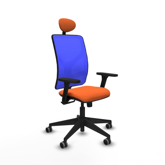 PIQUERAS Y CRESPO Silla de oficina Motilla con mecanismo Sincro, Tela Naranja y Malla Azul PIQUERAS Y CRESPO Silla de oficina Motilla con mecanismo Sincro, Tela Naranja y Malla Azul