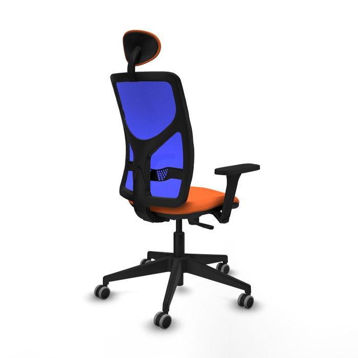 PIQUERAS Y CRESPO Silla de oficina Motilla con mecanismo Sincro, Tela Naranja y Malla Azul PIQUERAS Y CRESPO Silla de oficina Motilla con mecanismo Sincro, Tela Naranja y Malla Azul