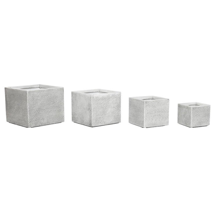 DKD Home Decor Set de 4 Maceteros de Magnesia Gris